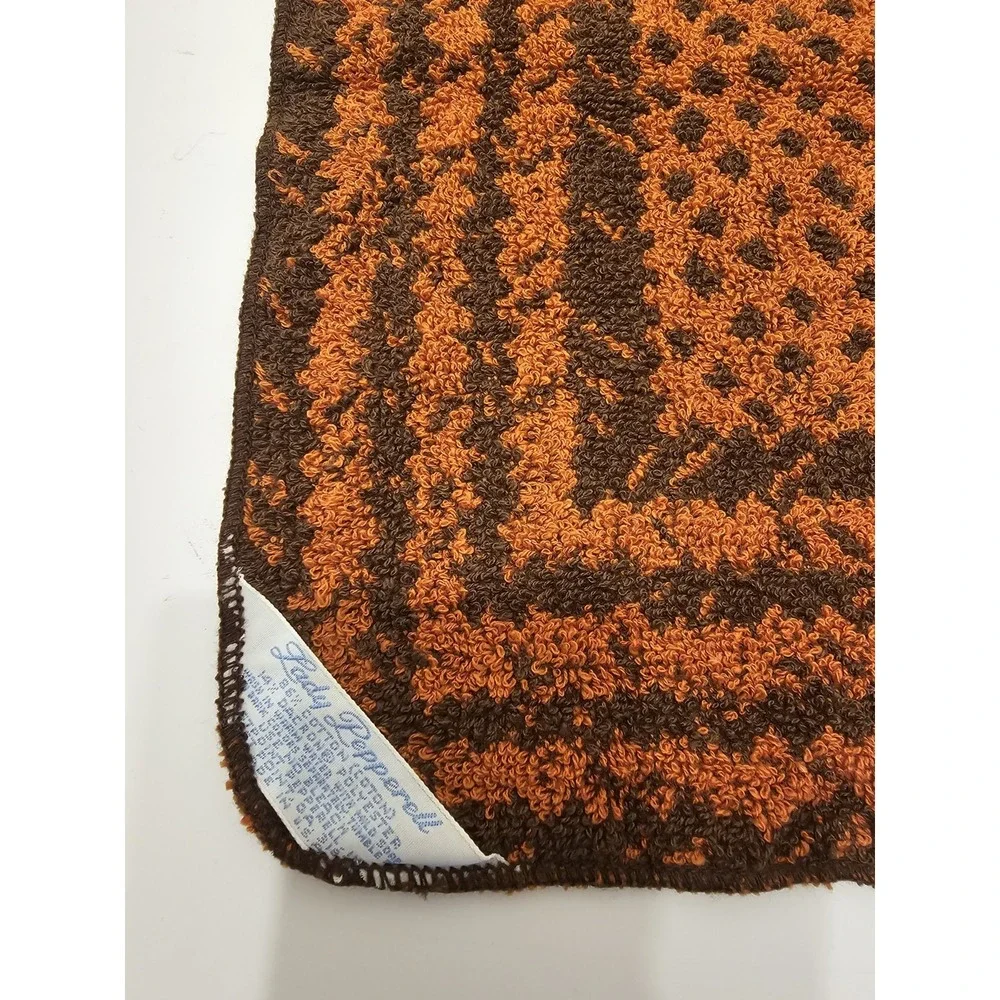 Vintage Lady Pepperell 70s Brown Orange Towel Set 2 Bath/2 Hand/2 Wash MCM Mod